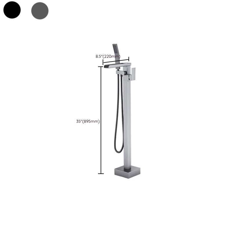 Floor Mounted Metal Freestanding Tub Filler Copper Freestanding Faucet with Hose Clearhalo 'Bathroom Remodel & Bathroom Fixtures' 'Bathtub Faucets' 'bathtub_faucets' 'Home Improvement' 'home_improvement' 'home_improvement_bathtub_faucets' 7032353