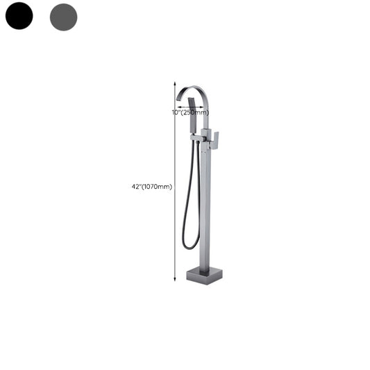 Floor Mounted Metal Freestanding Tub Filler Copper Freestanding Faucet with Hose Clearhalo 'Bathroom Remodel & Bathroom Fixtures' 'Bathtub Faucets' 'bathtub_faucets' 'Home Improvement' 'home_improvement' 'home_improvement_bathtub_faucets' 7032355