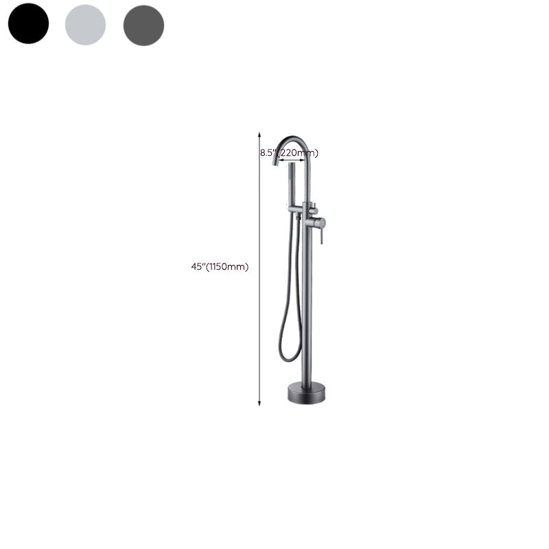 Floor Mounted Metal Freestanding Tub Filler Copper Freestanding Faucet with Hose Clearhalo 'Bathroom Remodel & Bathroom Fixtures' 'Bathtub Faucets' 'bathtub_faucets' 'Home Improvement' 'home_improvement' 'home_improvement_bathtub_faucets' 7032357