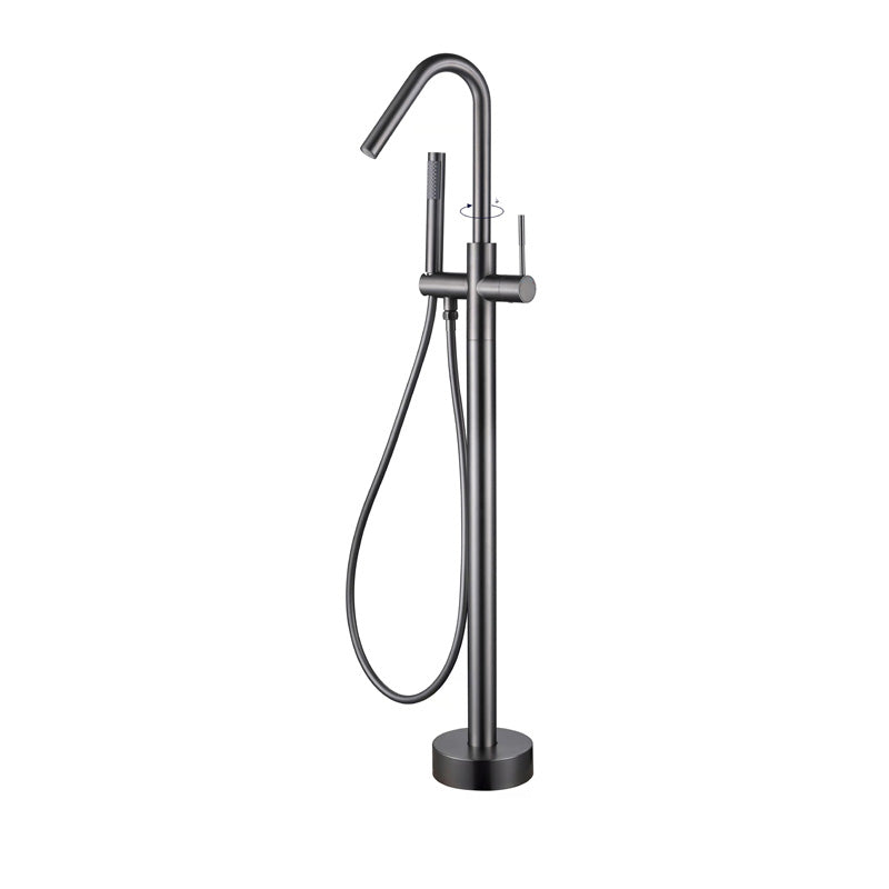Floor Mounted Metal Freestanding Tub Filler Elbow Freestanding Bathtub Faucet Gun Grey Ground Clearhalo 'Bathroom Remodel & Bathroom Fixtures' 'Bathtub Faucets' 'bathtub_faucets' 'Home Improvement' 'home_improvement' 'home_improvement_bathtub_faucets' 7032360