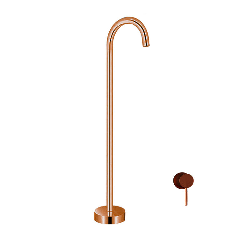 Floor Mounted All Bronze Freestanding Tub Filler Freestanding High Arc Tub Filler Trim Rose Gold Lever Handles Clearhalo 'Bathroom Remodel & Bathroom Fixtures' 'Bathtub Faucets' 'bathtub_faucets' 'Home Improvement' 'home_improvement' 'home_improvement_bathtub_faucets' 7032389