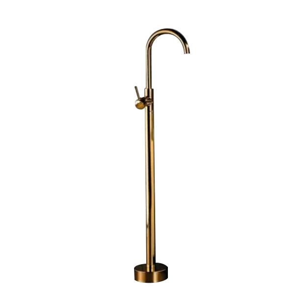 Floor Mounted All Bronze Freestanding Tub Filler Freestanding High Arc Tub Filler Trim Gold Gooseneck Clearhalo 'Bathroom Remodel & Bathroom Fixtures' 'Bathtub Faucets' 'bathtub_faucets' 'Home Improvement' 'home_improvement' 'home_improvement_bathtub_faucets' 7032397