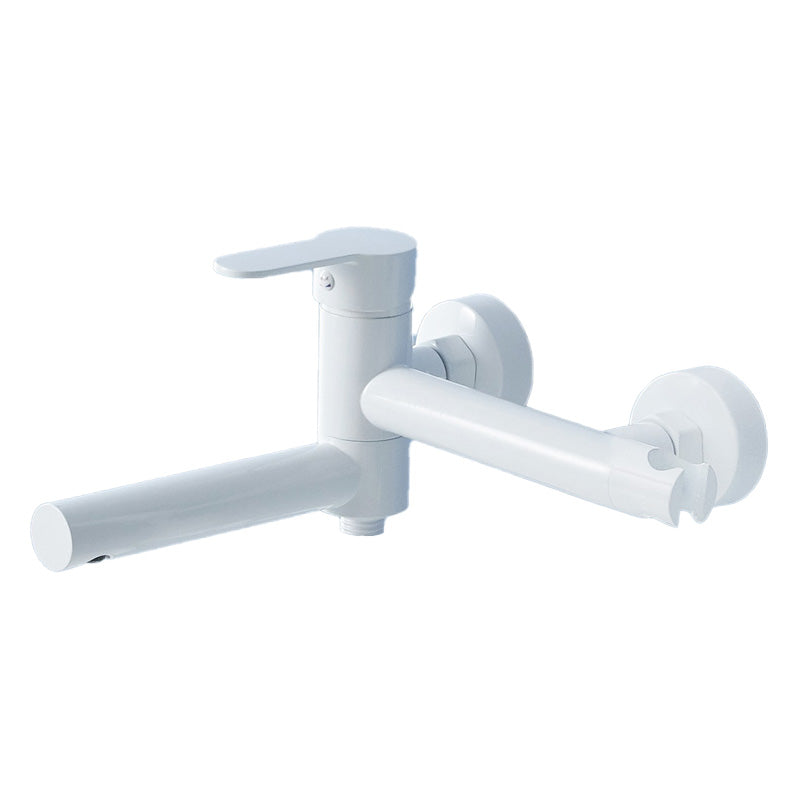 Metal Modern Bathroom Faucet White Single Handle Bath Filler Trim Hose Not Included Clearhalo 'Bathroom Remodel & Bathroom Fixtures' 'Bathtub Faucets' 'bathtub_faucets' 'Home Improvement' 'home_improvement' 'home_improvement_bathtub_faucets' 7032407