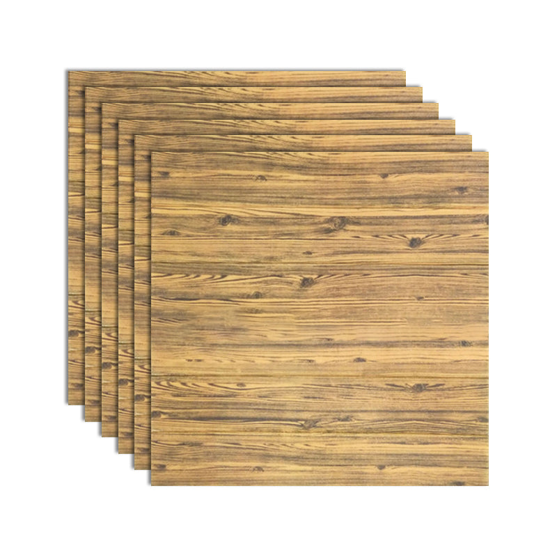 Modern Tin Backsplash Paneling Smooth Wall Ceiling Wood Board Set of 6 Black and Yellow Clearhalo 'Flooring 'Home Improvement' 'home_improvement' 'home_improvement_wall_paneling' 'Wall Paneling' 'wall_paneling' 'Walls & Ceilings' Walls and Ceiling' 7032673