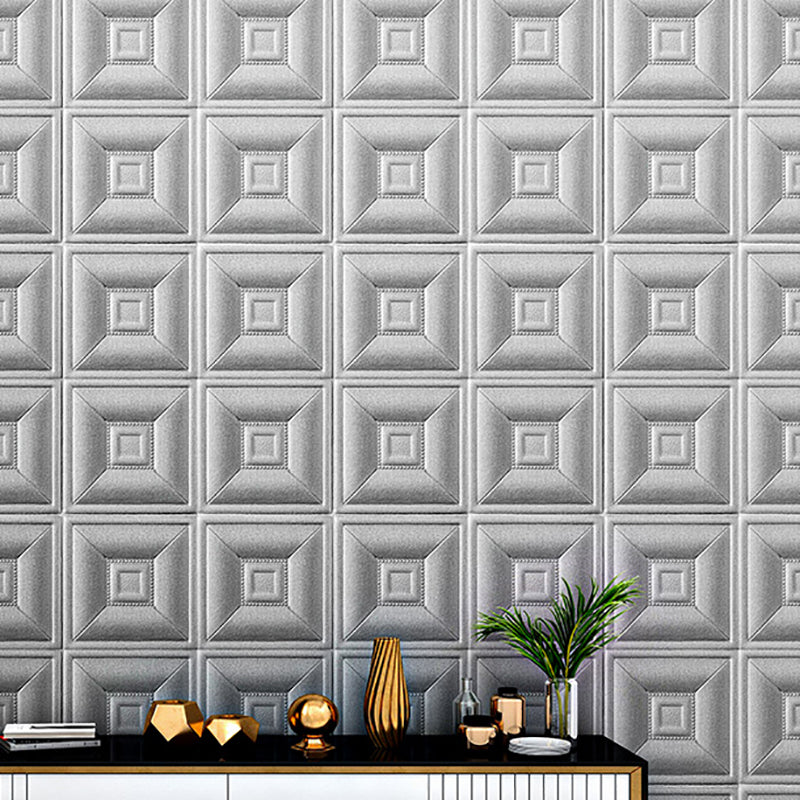 Gorgeous Style Wall Plank 3D Print Bathroom Living Room Wall Panels with Upholstered Silver Gray Clearhalo 'Flooring 'Home Improvement' 'home_improvement' 'home_improvement_wall_paneling' 'Wall Paneling' 'wall_paneling' 'Walls & Ceilings' Walls and Ceiling' 7032824