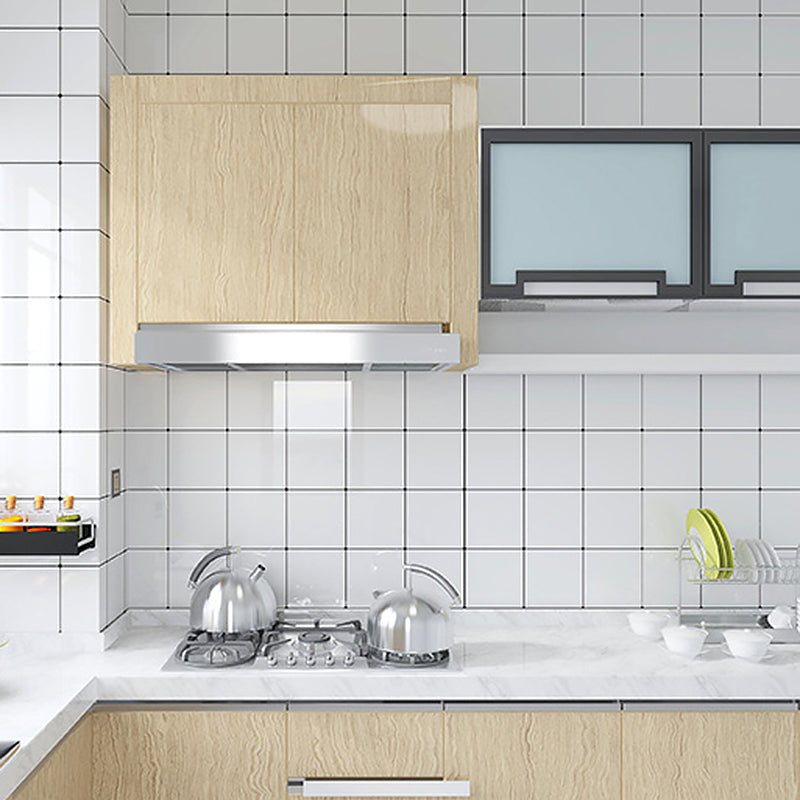 White Peel & Stick Tile Plastic Grid Wallpaper for Kitchen and Bathroom Backsplash Gloss White Clearhalo 'Flooring 'Home Improvement' 'home_improvement' 'home_improvement_peel_stick_blacksplash' 'Peel & Stick Backsplash Tile' 'peel_stick_blacksplash' 'Walls & Ceilings' Walls and Ceiling' 7032897