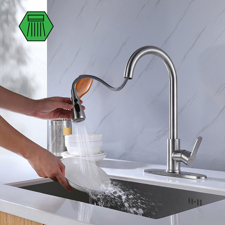 Kitchen Faucet Smoked Pull Rod Handle Cold and Hot Controlled Kitchen Faucet Clearhalo 'Home Improvement' 'home_improvement' 'home_improvement_kitchen_faucets' 'Kitchen Faucets' 'Kitchen Remodel & Kitchen Fixtures' 'Kitchen Sinks & Faucet Components' 'kitchen_faucets' 7032941