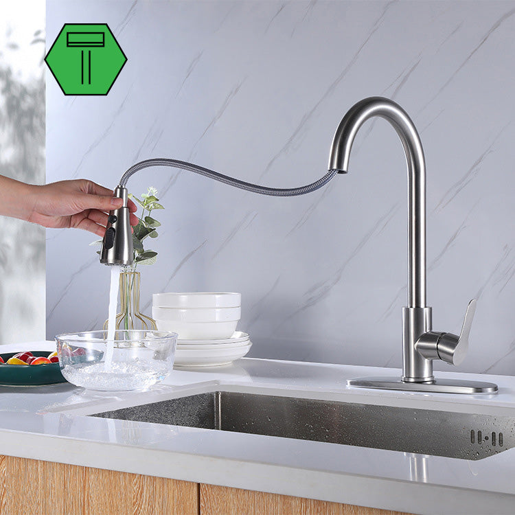 Kitchen Faucet Smoked Pull Rod Handle Cold and Hot Controlled Kitchen Faucet Clearhalo 'Home Improvement' 'home_improvement' 'home_improvement_kitchen_faucets' 'Kitchen Faucets' 'Kitchen Remodel & Kitchen Fixtures' 'Kitchen Sinks & Faucet Components' 'kitchen_faucets' 7032942