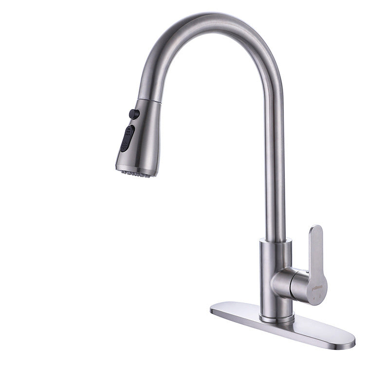 Kitchen Faucet Smoked Pull Rod Handle Cold and Hot Controlled Kitchen Faucet Clearhalo 'Home Improvement' 'home_improvement' 'home_improvement_kitchen_faucets' 'Kitchen Faucets' 'Kitchen Remodel & Kitchen Fixtures' 'Kitchen Sinks & Faucet Components' 'kitchen_faucets' 7032943