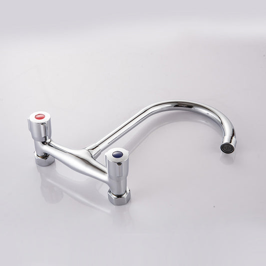 Wall Mounted Metal Tub Filler Double Knob Handles Kitchen Faucet Clearhalo 'Home Improvement' 'home_improvement' 'home_improvement_kitchen_faucets' 'Kitchen Faucets' 'Kitchen Remodel & Kitchen Fixtures' 'Kitchen Sinks & Faucet Components' 'kitchen_faucets' 7032963