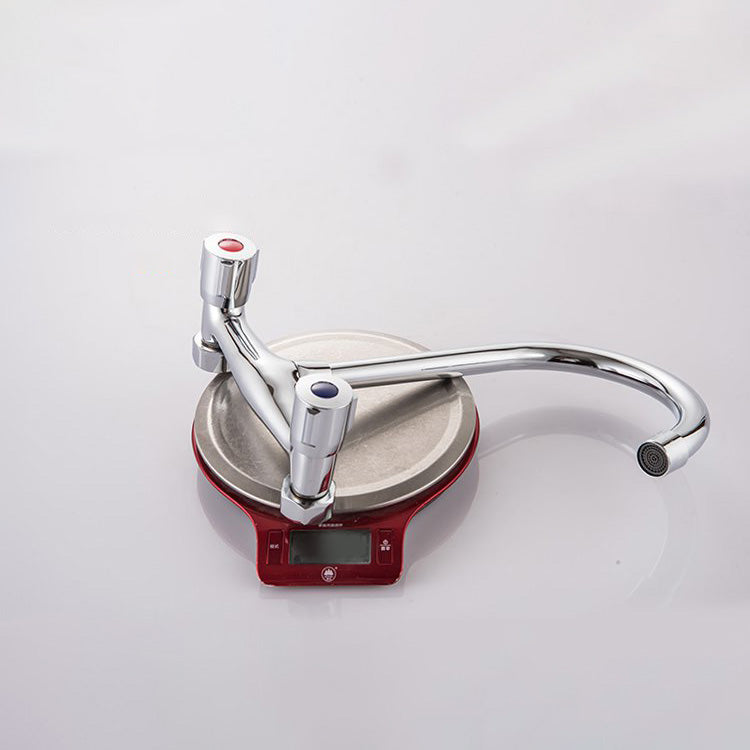 Wall Mounted Metal Tub Filler Double Knob Handles Kitchen Faucet Clearhalo 'Home Improvement' 'home_improvement' 'home_improvement_kitchen_faucets' 'Kitchen Faucets' 'Kitchen Remodel & Kitchen Fixtures' 'Kitchen Sinks & Faucet Components' 'kitchen_faucets' 7032964