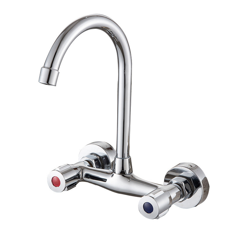 Wall Mounted Metal Tub Filler Double Knob Handles Kitchen Faucet Clearhalo 'Home Improvement' 'home_improvement' 'home_improvement_kitchen_faucets' 'Kitchen Faucets' 'Kitchen Remodel & Kitchen Fixtures' 'Kitchen Sinks & Faucet Components' 'kitchen_faucets' 7032965