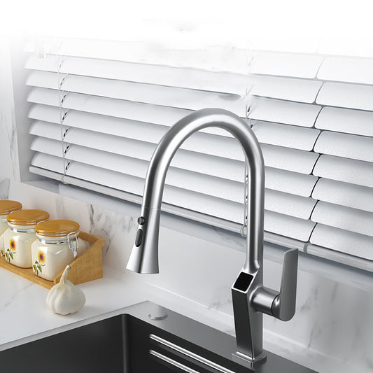 Metal Kitchen Faucet Pull down Sprayer Kitchen Faucet with Single Handle Clearhalo 'Home Improvement' 'home_improvement' 'home_improvement_kitchen_faucets' 'Kitchen Faucets' 'Kitchen Remodel & Kitchen Fixtures' 'Kitchen Sinks & Faucet Components' 'kitchen_faucets' 7032981