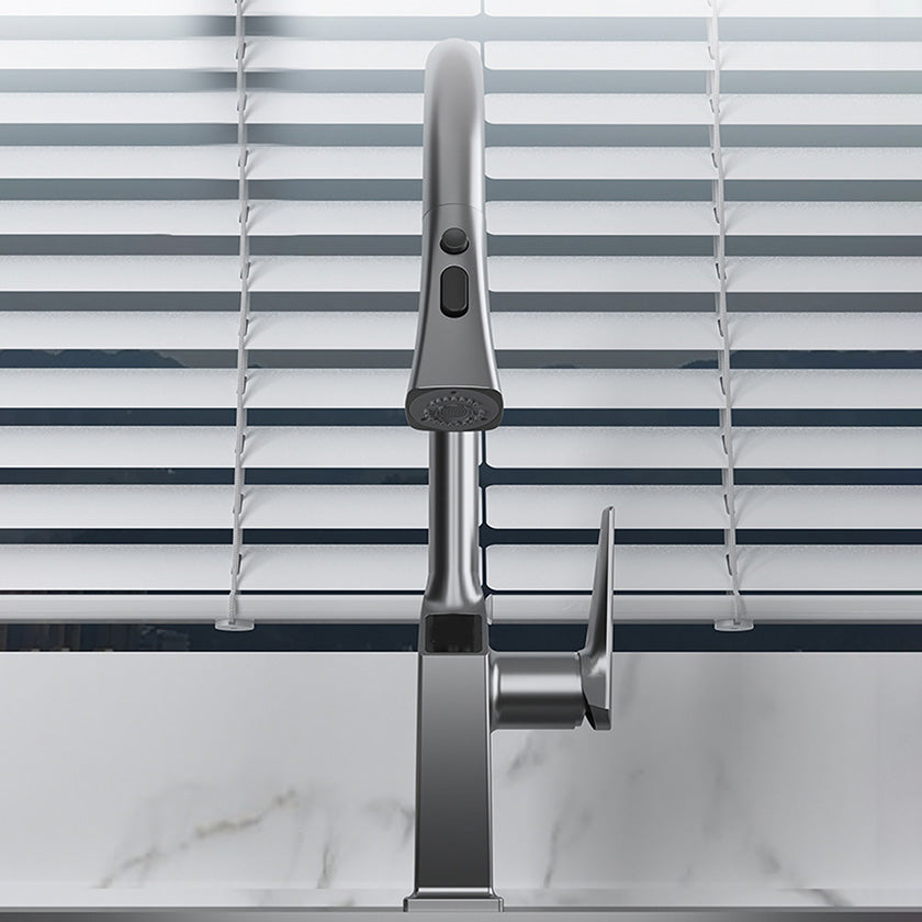 Metal Kitchen Faucet Pull down Sprayer Kitchen Faucet with Single Handle Clearhalo 'Home Improvement' 'home_improvement' 'home_improvement_kitchen_faucets' 'Kitchen Faucets' 'Kitchen Remodel & Kitchen Fixtures' 'Kitchen Sinks & Faucet Components' 'kitchen_faucets' 7032982