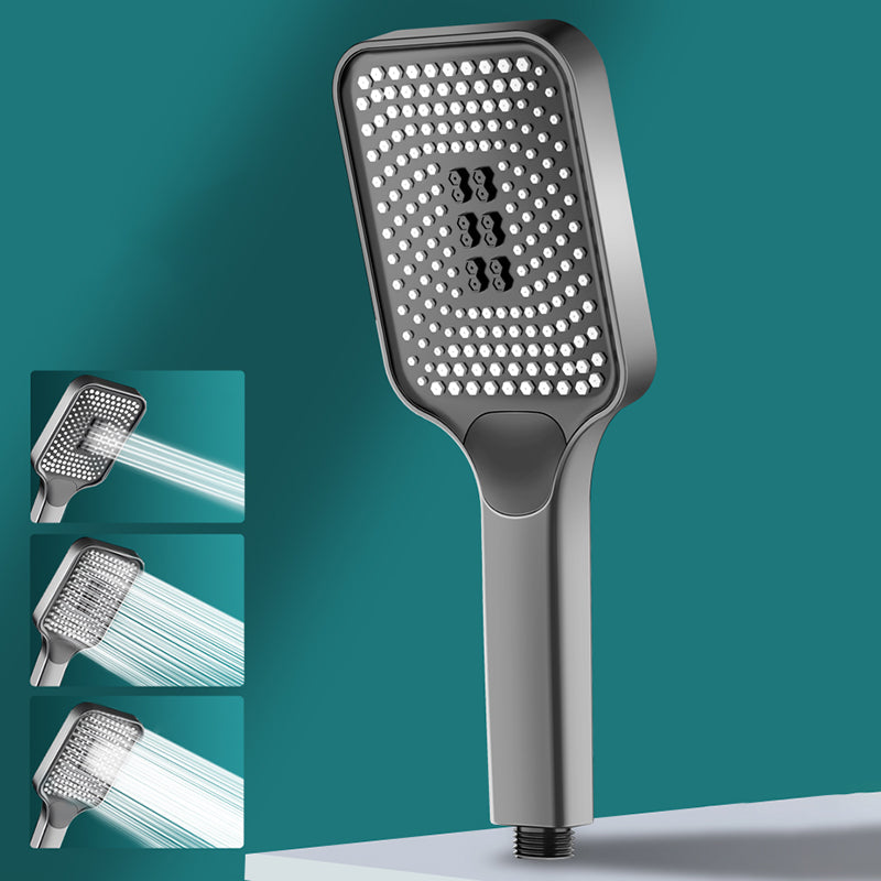 Contemporary Square Handheld Shower Head 3 Setting Spray Head Grey Hand Shower Clearhalo 'Bathroom Remodel & Bathroom Fixtures' 'Home Improvement' 'home_improvement' 'home_improvement_shower_heads' 'Shower Heads' 'shower_heads' 'Showers & Bathtubs Plumbing' 'Showers & Bathtubs' 7032989