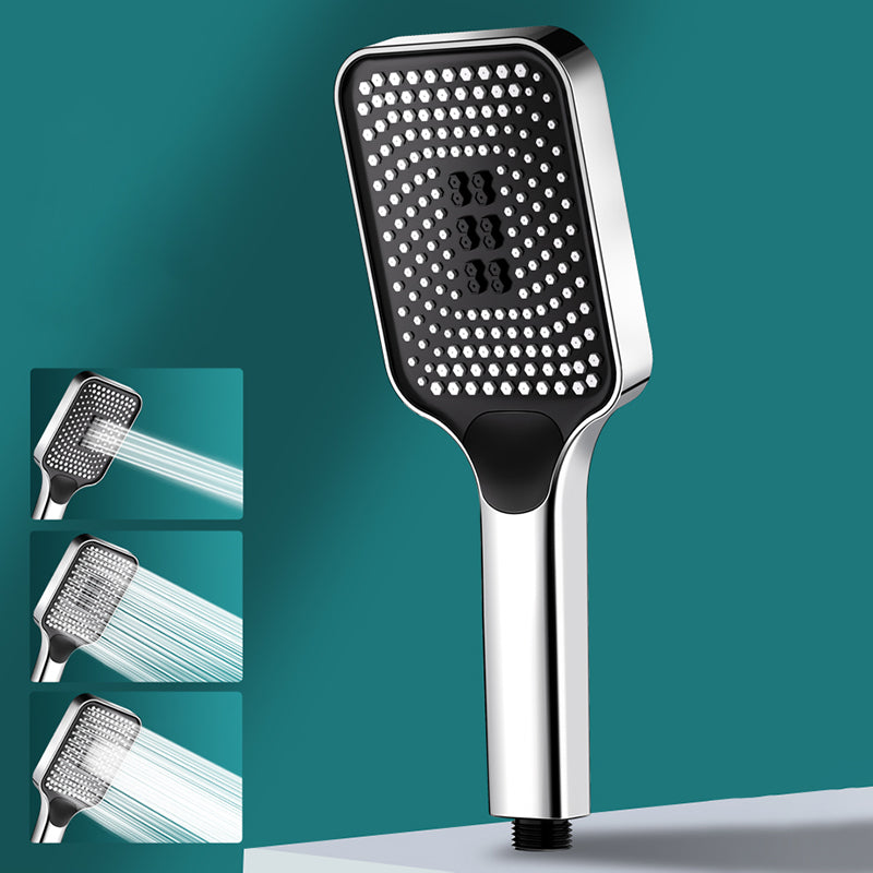 Contemporary Square Handheld Shower Head 3 Setting Spray Head Silver Hand Shower Clearhalo 'Bathroom Remodel & Bathroom Fixtures' 'Home Improvement' 'home_improvement' 'home_improvement_shower_heads' 'Shower Heads' 'shower_heads' 'Showers & Bathtubs Plumbing' 'Showers & Bathtubs' 7032992