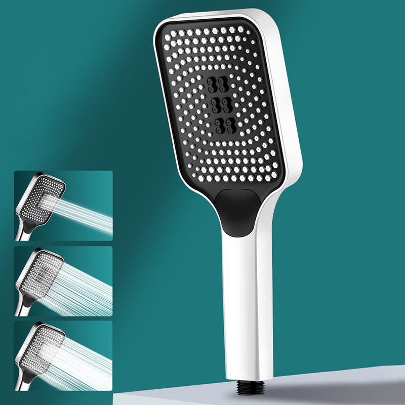 Contemporary Square Handheld Shower Head 3 Setting Spray Head White Hand Shower Clearhalo 'Bathroom Remodel & Bathroom Fixtures' 'Home Improvement' 'home_improvement' 'home_improvement_shower_heads' 'Shower Heads' 'shower_heads' 'Showers & Bathtubs Plumbing' 'Showers & Bathtubs' 7032993