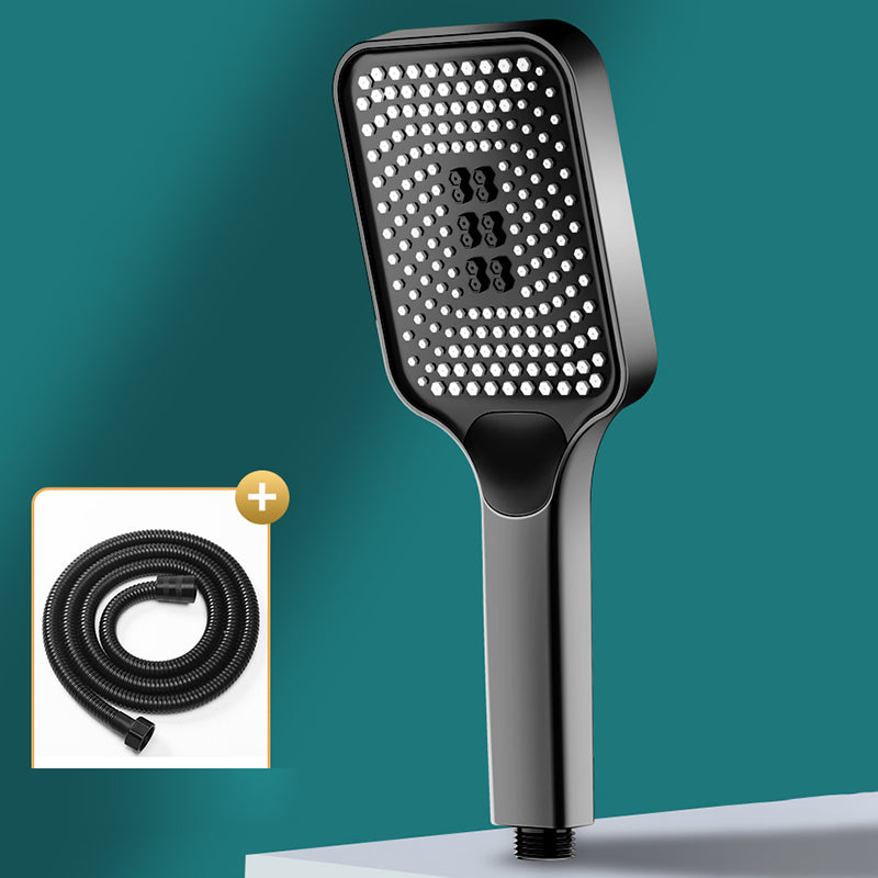 Contemporary Square Handheld Shower Head 3 Setting Spray Head Black Shower Head with Hose Clearhalo 'Bathroom Remodel & Bathroom Fixtures' 'Home Improvement' 'home_improvement' 'home_improvement_shower_heads' 'Shower Heads' 'shower_heads' 'Showers & Bathtubs Plumbing' 'Showers & Bathtubs' 7032995