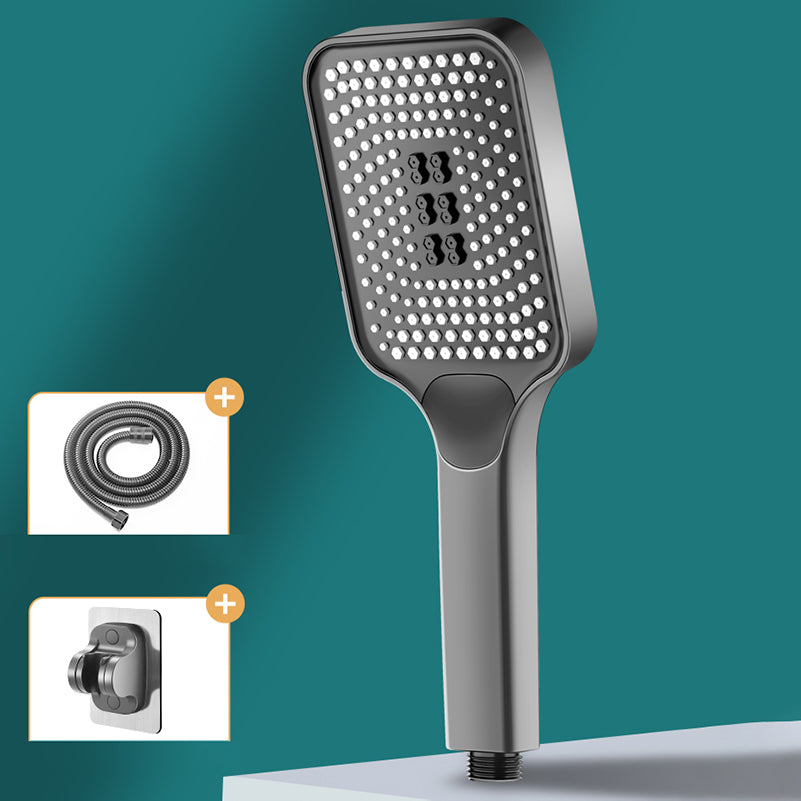 Contemporary Square Handheld Shower Head 3 Setting Spray Head Grey Shower Heads with Holder and Hose Clearhalo 'Bathroom Remodel & Bathroom Fixtures' 'Home Improvement' 'home_improvement' 'home_improvement_shower_heads' 'Shower Heads' 'shower_heads' 'Showers & Bathtubs Plumbing' 'Showers & Bathtubs' 7033000