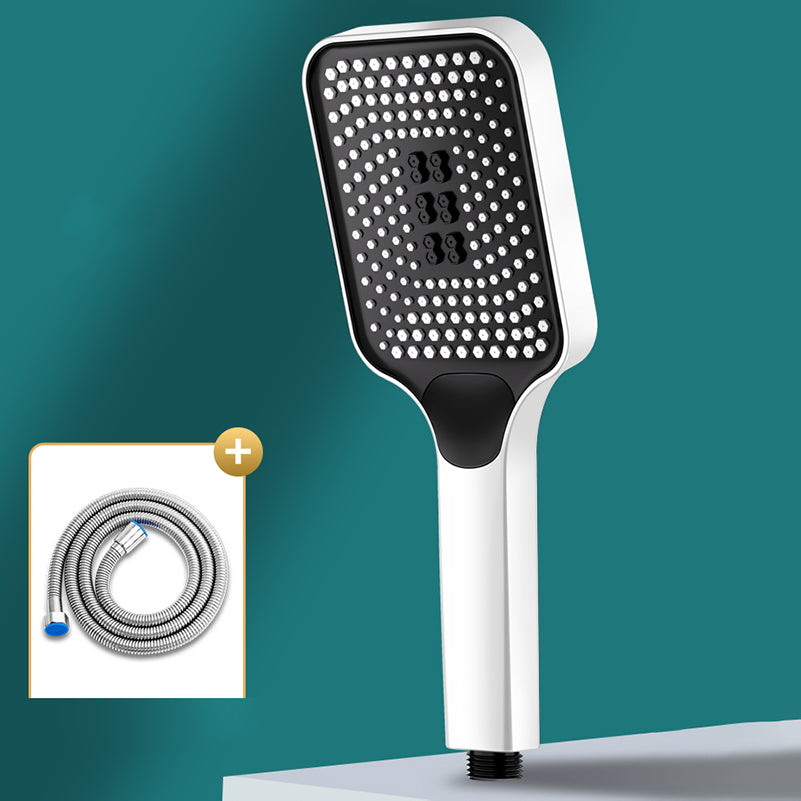 Contemporary Square Handheld Shower Head 3 Setting Spray Head White Shower Head with Hose Clearhalo 'Bathroom Remodel & Bathroom Fixtures' 'Home Improvement' 'home_improvement' 'home_improvement_shower_heads' 'Shower Heads' 'shower_heads' 'Showers & Bathtubs Plumbing' 'Showers & Bathtubs' 7033003