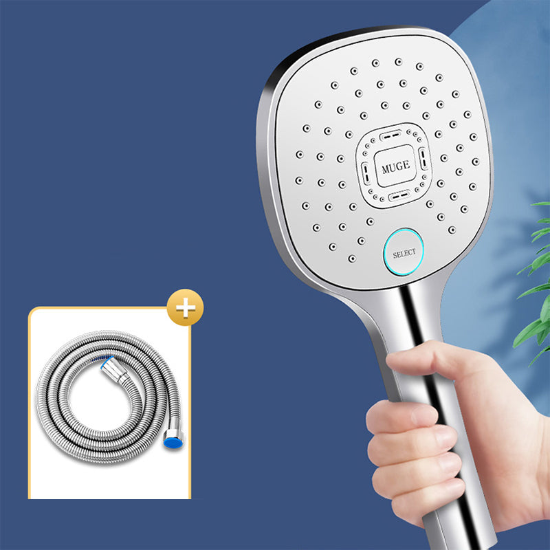 Contemporary Handheld Supercharged Shower Head Square Metal Spray Head Silver Shower Head with Hose 1.5 meter Hose Clearhalo 'Bathroom Remodel & Bathroom Fixtures' 'Home Improvement' 'home_improvement' 'home_improvement_shower_heads' 'Shower Heads' 'shower_heads' 'Showers & Bathtubs Plumbing' 'Showers & Bathtubs' 7033010
