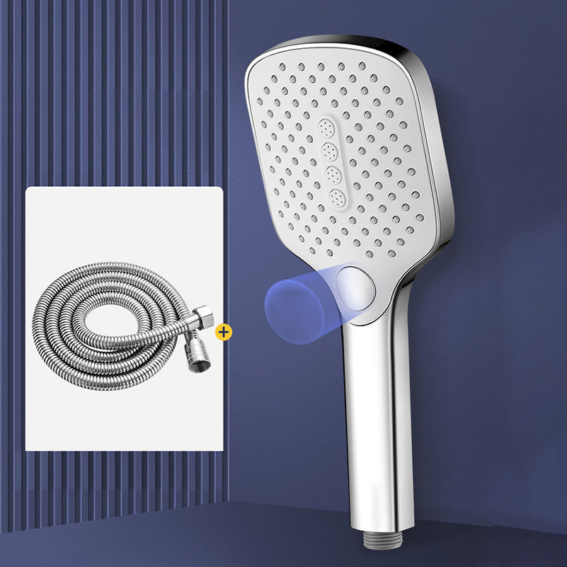 Contemporary Fixed Shower Head Square Supercharged Shower Head Combo Silver Shower Head with Hose Clearhalo 'Bathroom Remodel & Bathroom Fixtures' 'Home Improvement' 'home_improvement' 'home_improvement_shower_heads' 'Shower Heads' 'shower_heads' 'Showers & Bathtubs Plumbing' 'Showers & Bathtubs' 7033024