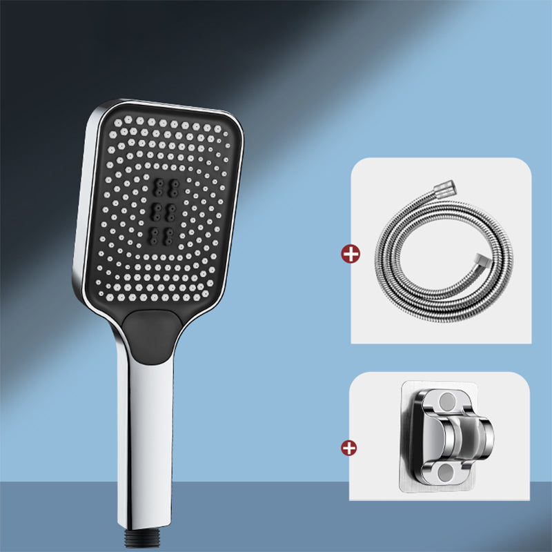 Modern Handheld Shower Head Square Three-speed Fall Resistance Spray Head Silver Shower Heads with Holder and Hose Clearhalo 'Bathroom Remodel & Bathroom Fixtures' 'Home Improvement' 'home_improvement' 'home_improvement_shower_heads' 'Shower Heads' 'shower_heads' 'Showers & Bathtubs Plumbing' 'Showers & Bathtubs' 7033051