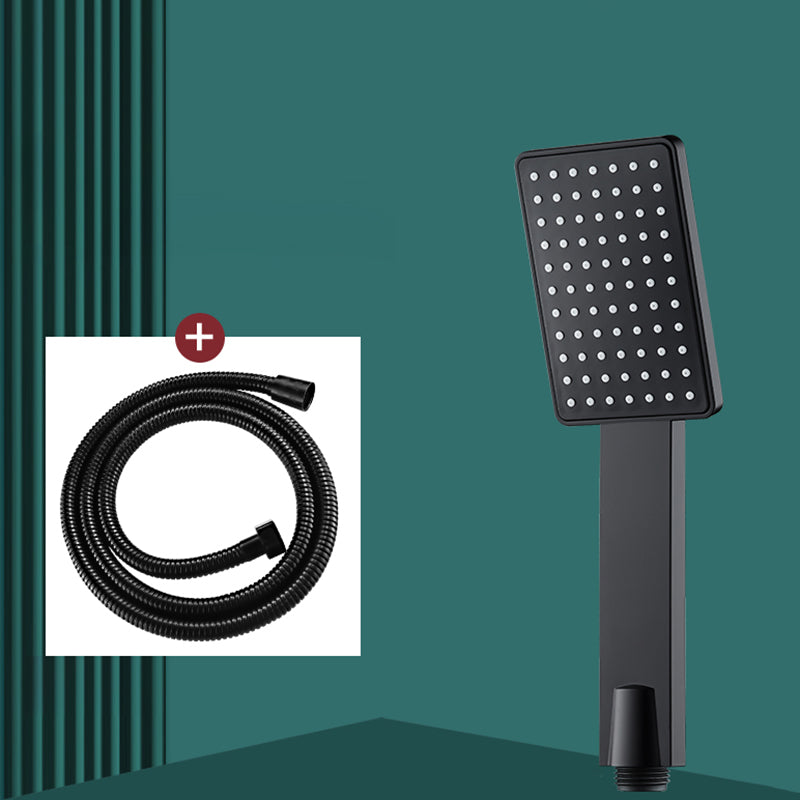 Contemporary Handheld Supercharged Shower Head Square Turbo Spray Head Black Shower Head with Hose Clearhalo 'Bathroom Remodel & Bathroom Fixtures' 'Home Improvement' 'home_improvement' 'home_improvement_shower_heads' 'Shower Heads' 'shower_heads' 'Showers & Bathtubs Plumbing' 'Showers & Bathtubs' 7033060