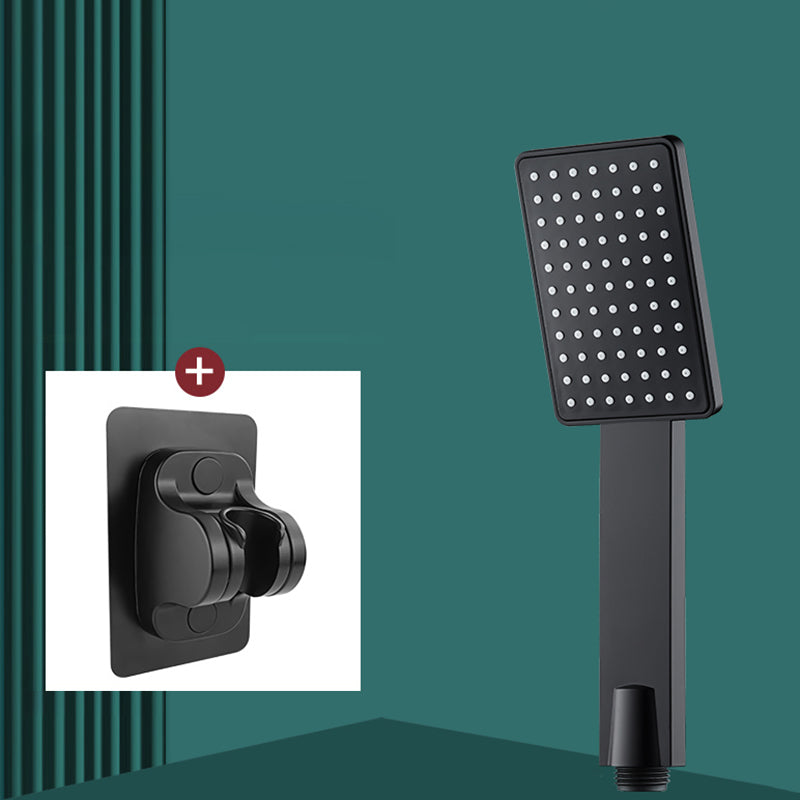 Contemporary Handheld Supercharged Shower Head Square Turbo Spray Head Black Shower & Bracket Hose not included Clearhalo 'Bathroom Remodel & Bathroom Fixtures' 'Home Improvement' 'home_improvement' 'home_improvement_shower_heads' 'Shower Heads' 'shower_heads' 'Showers & Bathtubs Plumbing' 'Showers & Bathtubs' 7033062
