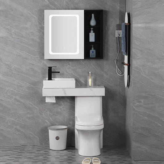 Contemporary Ceramic Flush Toilet Floor Mounted White Urine Toilet with Seat for Washroom Clearhalo 'Bathroom Remodel & Bathroom Fixtures' 'Home Improvement' 'home_improvement' 'home_improvement_toilets' 'Toilets & Bidets' 'Toilets' 7033738