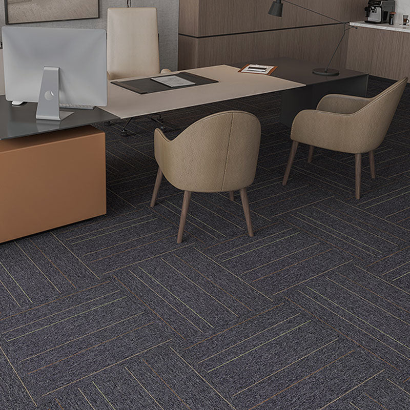 Modern Carpet Tiles Self Adhesive Multi Level Loop Fire Resistant Carpet Tile Dark Gray 40-Piece Set Asphalt Clearhalo 'Carpet Tiles & Carpet Squares' 'carpet_tiles_carpet_squares' 'Flooring 'Home Improvement' 'home_improvement' 'home_improvement_carpet_tiles_carpet_squares' Walls and Ceiling' 7033784