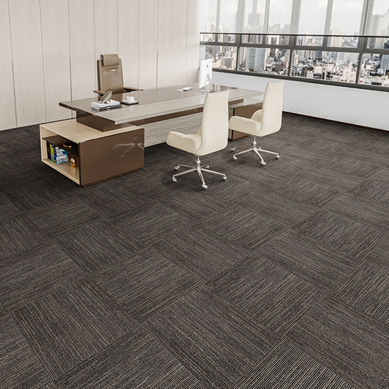 Modern Carpet Tiles Self Adhesive Multi Level Loop Fire Resistant Carpet Tile Antique Black 40-Piece Set Asphalt Clearhalo 'Carpet Tiles & Carpet Squares' 'carpet_tiles_carpet_squares' 'Flooring 'Home Improvement' 'home_improvement' 'home_improvement_carpet_tiles_carpet_squares' Walls and Ceiling' 7033788