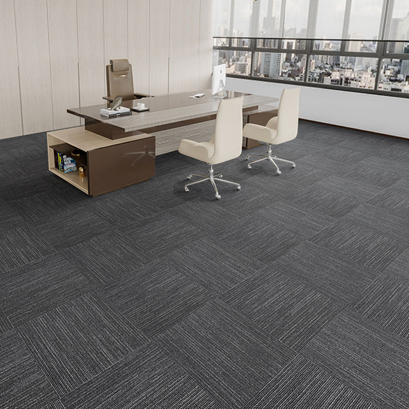 Modern Carpet Tiles Self Adhesive Multi Level Loop Fire Resistant Carpet Tile Textured Black 40-Piece Set Asphalt Clearhalo 'Carpet Tiles & Carpet Squares' 'carpet_tiles_carpet_squares' 'Flooring 'Home Improvement' 'home_improvement' 'home_improvement_carpet_tiles_carpet_squares' Walls and Ceiling' 7033792