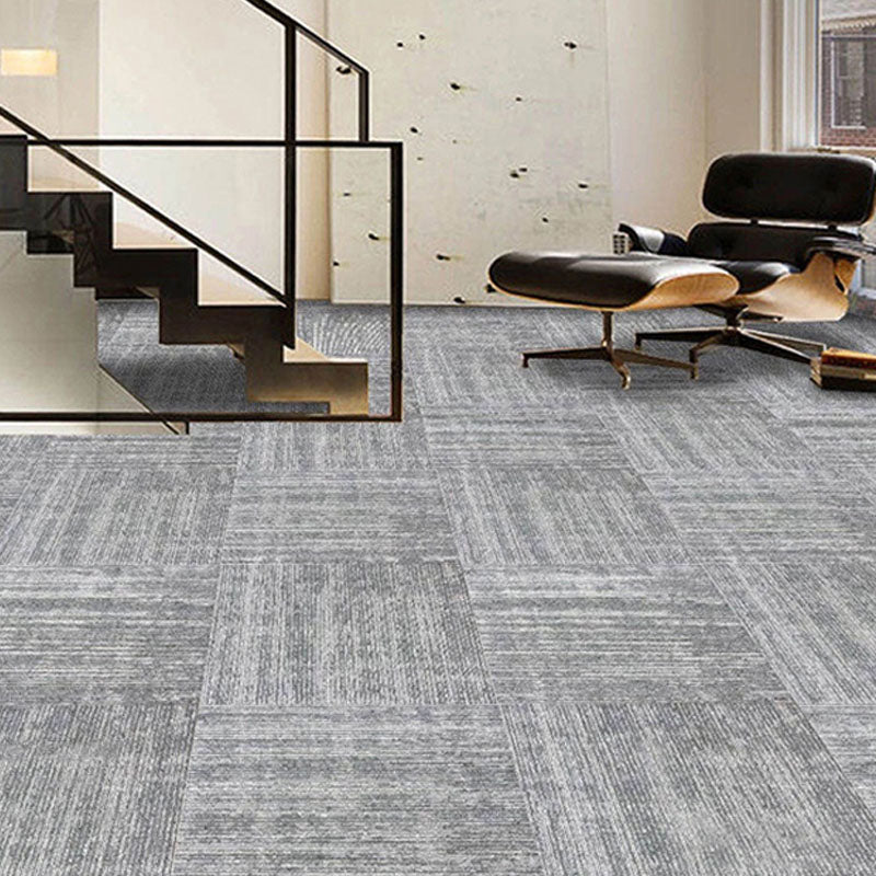 Modern Carpet Tiles Self Adhesive Multi Level Loop Fire Resistant Carpet Tile Textured White 40-Piece Set Asphalt Clearhalo 'Carpet Tiles & Carpet Squares' 'carpet_tiles_carpet_squares' 'Flooring 'Home Improvement' 'home_improvement' 'home_improvement_carpet_tiles_carpet_squares' Walls and Ceiling' 7033793