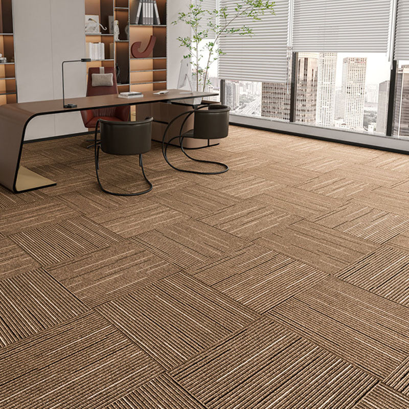 Modern Carpet Tiles Self Adhesive Multi Level Loop Fire Resistant Carpet Tile Light Brown 40-Piece Set Clearhalo 'Carpet Tiles & Carpet Squares' 'carpet_tiles_carpet_squares' 'Flooring 'Home Improvement' 'home_improvement' 'home_improvement_carpet_tiles_carpet_squares' Walls and Ceiling' 7033796