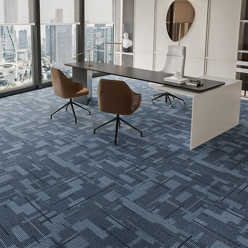 Modern Carpet Tiles Self Adhesive Multi Level Loop Fire Resistant Carpet Tile Lake Blue 40-Piece Set Asphalt Clearhalo 'Carpet Tiles & Carpet Squares' 'carpet_tiles_carpet_squares' 'Flooring 'Home Improvement' 'home_improvement' 'home_improvement_carpet_tiles_carpet_squares' Walls and Ceiling' 7033801