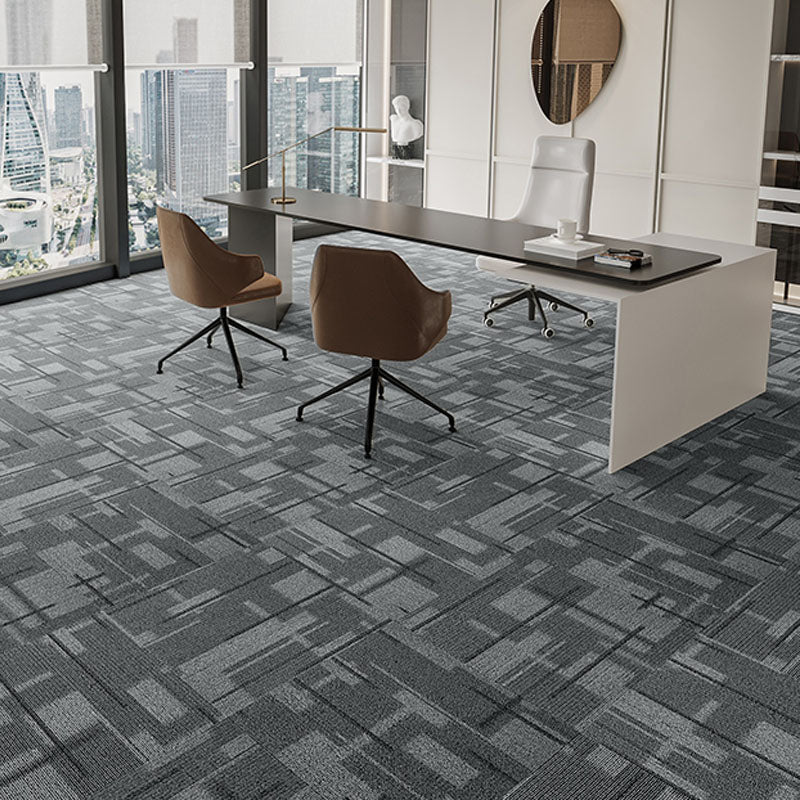 Modern Carpet Tiles Self Adhesive Multi Level Loop Fire Resistant Carpet Tile Textured Silver 40-Piece Set Asphalt Clearhalo 'Carpet Tiles & Carpet Squares' 'carpet_tiles_carpet_squares' 'Flooring 'Home Improvement' 'home_improvement' 'home_improvement_carpet_tiles_carpet_squares' Walls and Ceiling' 7033802