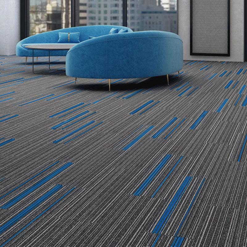 Modern Carpet Tiles Self Adhesive Multi Level Loop Fire Resistant Carpet Tile Blue-Black 40-Piece Set Clearhalo 'Carpet Tiles & Carpet Squares' 'carpet_tiles_carpet_squares' 'Flooring 'Home Improvement' 'home_improvement' 'home_improvement_carpet_tiles_carpet_squares' Walls and Ceiling' 7033803