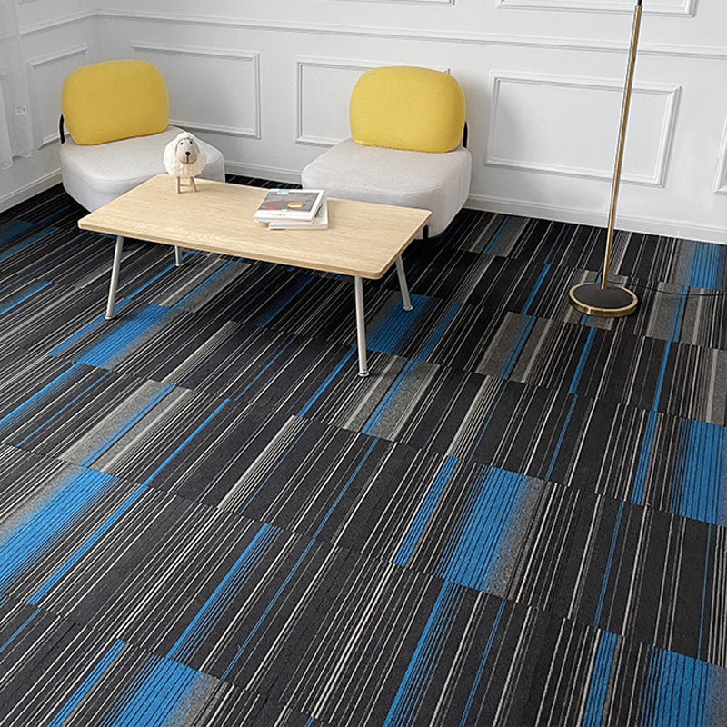 Modern Carpet Tiles Self Adhesive Multi Level Loop Fire Resistant Carpet Tile Black-Blue 40-Piece Set Asphalt Clearhalo 'Carpet Tiles & Carpet Squares' 'carpet_tiles_carpet_squares' 'Flooring 'Home Improvement' 'home_improvement' 'home_improvement_carpet_tiles_carpet_squares' Walls and Ceiling' 7033808
