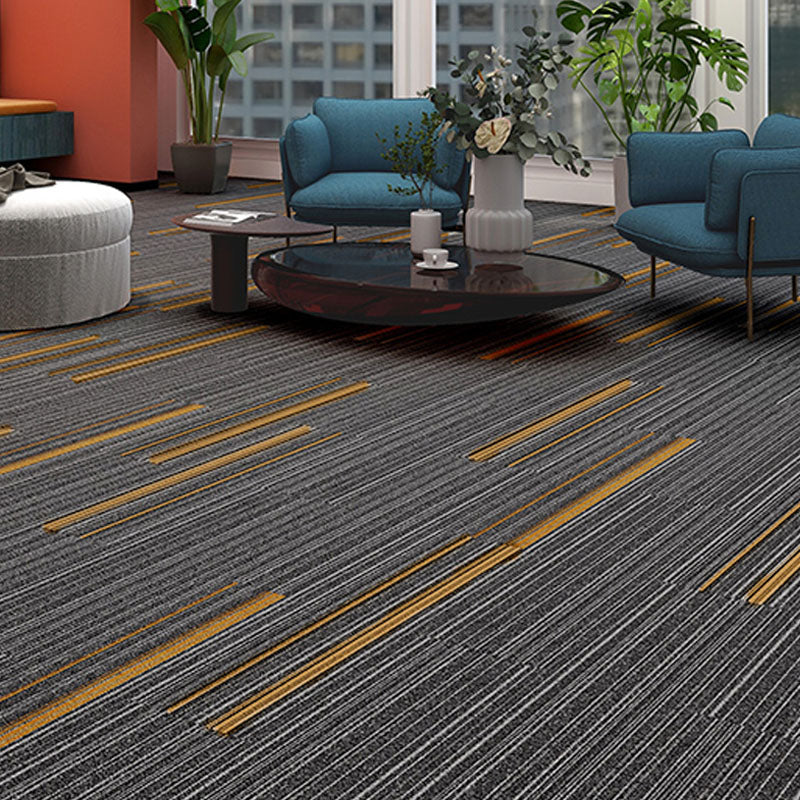 Modern Carpet Tiles Self Adhesive Multi Level Loop Fire Resistant Carpet Tile Black-Orange 40-Piece Set Clearhalo 'Carpet Tiles & Carpet Squares' 'carpet_tiles_carpet_squares' 'Flooring 'Home Improvement' 'home_improvement' 'home_improvement_carpet_tiles_carpet_squares' Walls and Ceiling' 7033810