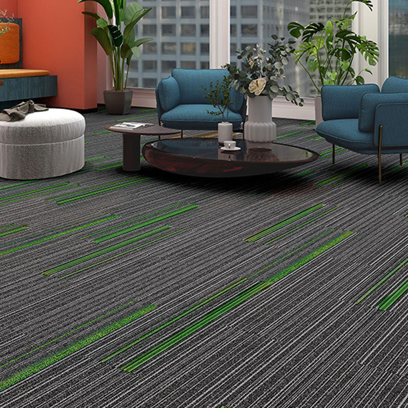 Modern Carpet Tiles Self Adhesive Multi Level Loop Fire Resistant Carpet Tile Black Green 40-Piece Set Clearhalo 'Carpet Tiles & Carpet Squares' 'carpet_tiles_carpet_squares' 'Flooring 'Home Improvement' 'home_improvement' 'home_improvement_carpet_tiles_carpet_squares' Walls and Ceiling' 7033811