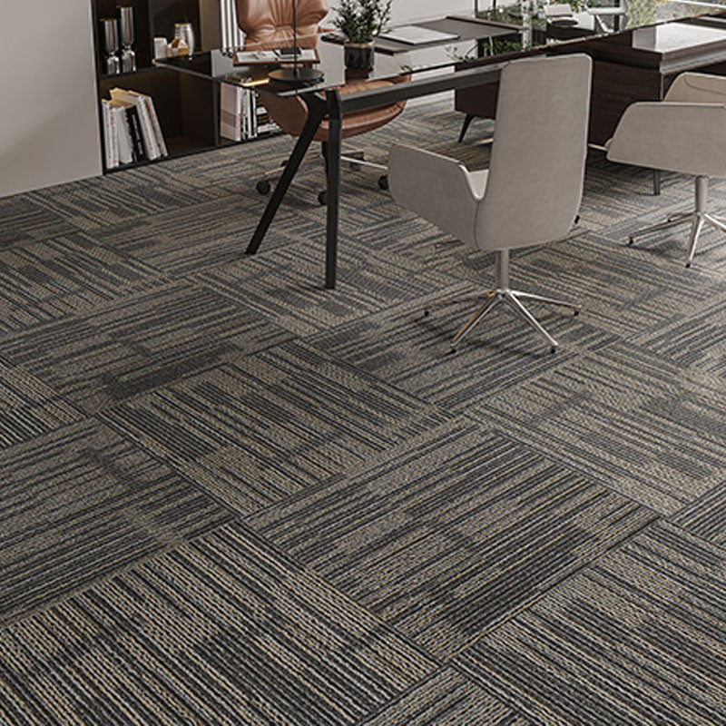 Modern Carpet Tiles Self Adhesive Multi Level Loop Fire Resistant Carpet Tile Gray/ Coffee 40-Piece Set Clearhalo 'Carpet Tiles & Carpet Squares' 'carpet_tiles_carpet_squares' 'Flooring 'Home Improvement' 'home_improvement' 'home_improvement_carpet_tiles_carpet_squares' Walls and Ceiling' 7033813
