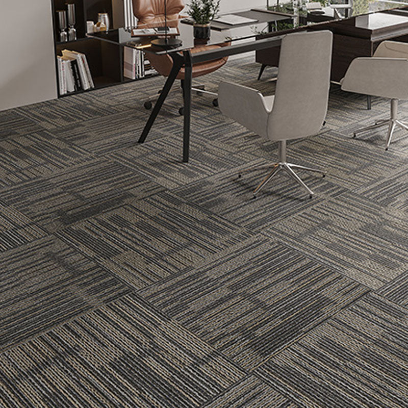 Modern Carpet Tiles Self Adhesive Multi Level Loop Fire Resistant Carpet Tile Gray Coffee 40-Piece Set Clearhalo 'Carpet Tiles & Carpet Squares' 'carpet_tiles_carpet_squares' 'Flooring 'Home Improvement' 'home_improvement' 'home_improvement_carpet_tiles_carpet_squares' Walls and Ceiling' 7033813