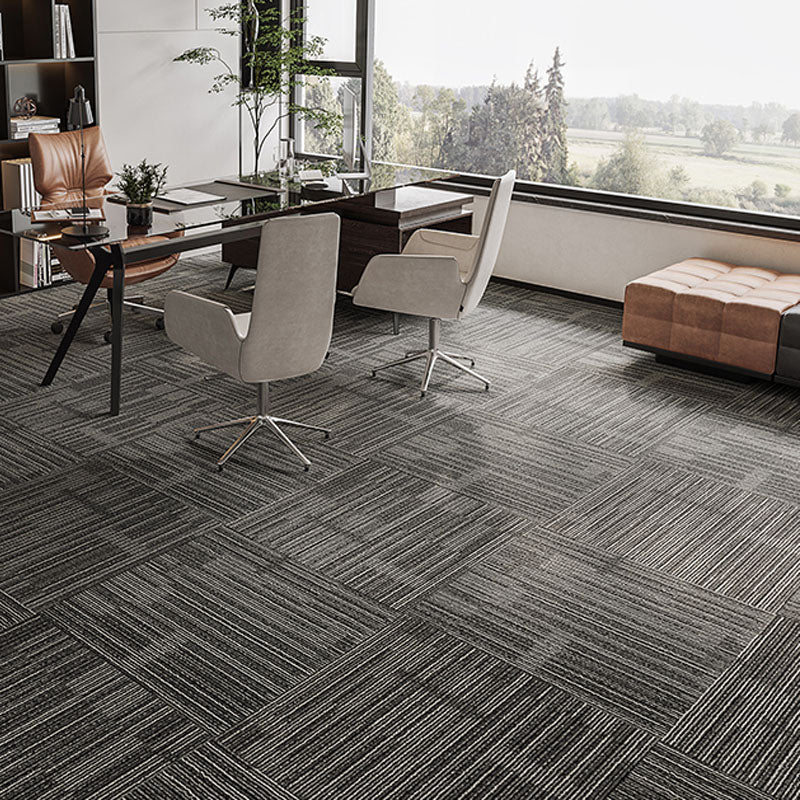Modern Carpet Tiles Self Adhesive Multi Level Loop Fire Resistant Carpet Tile Gray-Khaki 40-Piece Set Clearhalo 'Carpet Tiles & Carpet Squares' 'carpet_tiles_carpet_squares' 'Flooring 'Home Improvement' 'home_improvement' 'home_improvement_carpet_tiles_carpet_squares' Walls and Ceiling' 7033814