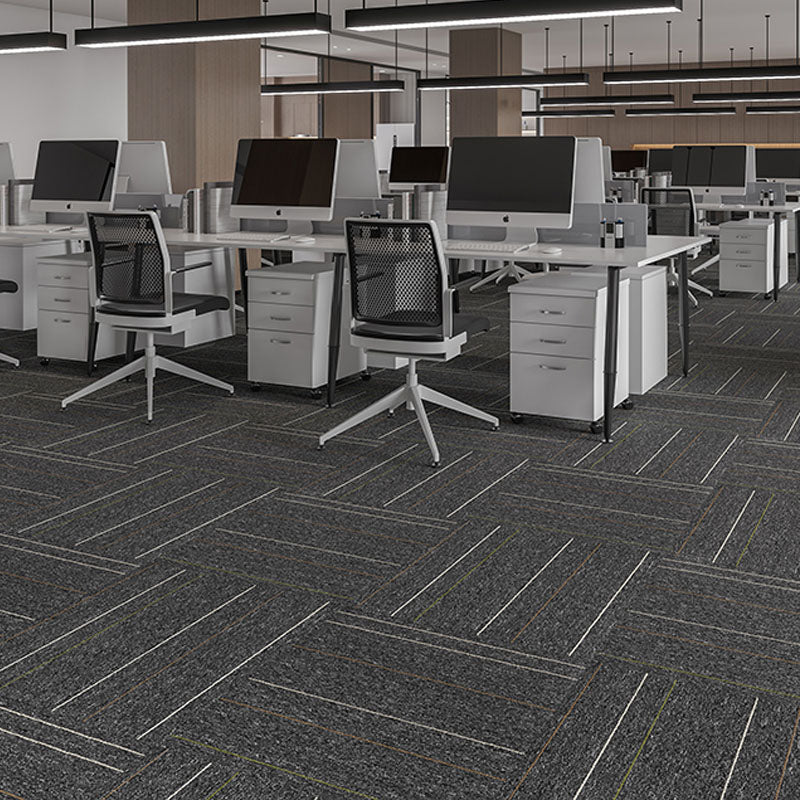 Modern Carpet Tiles Self Adhesive Multi Level Loop Fire Resistant Carpet Tile Gray Black 40-Piece Set Clearhalo 'Carpet Tiles & Carpet Squares' 'carpet_tiles_carpet_squares' 'Flooring 'Home Improvement' 'home_improvement' 'home_improvement_carpet_tiles_carpet_squares' Walls and Ceiling' 7033815