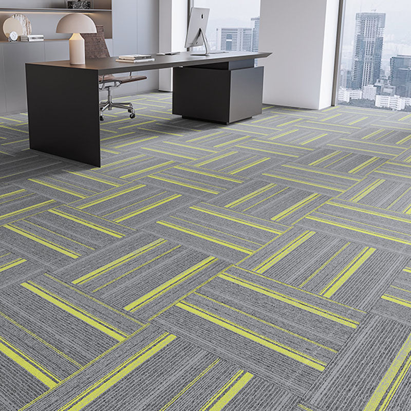 Modern Carpet Tiles Self Adhesive Multi Level Loop Fire Resistant Carpet Tile Gray-Yellow 40-Piece Set Clearhalo 'Carpet Tiles & Carpet Squares' 'carpet_tiles_carpet_squares' 'Flooring 'Home Improvement' 'home_improvement' 'home_improvement_carpet_tiles_carpet_squares' Walls and Ceiling' 7033817