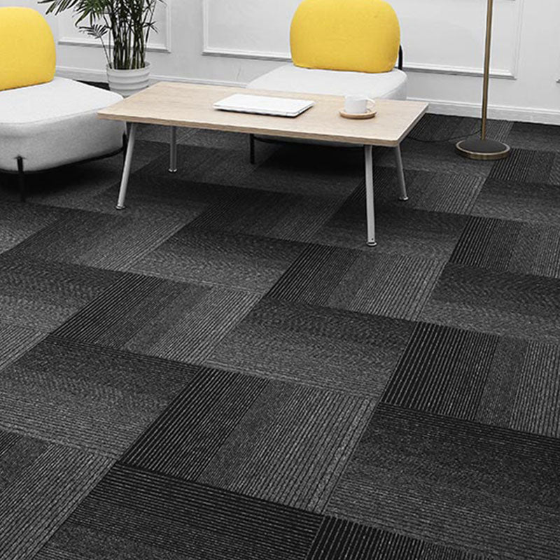 Modern Carpet Tiles Self Adhesive Multi Level Loop Fire Resistant Carpet Tile Light Gray-Black 40-Piece Set Clearhalo 'Carpet Tiles & Carpet Squares' 'carpet_tiles_carpet_squares' 'Flooring 'Home Improvement' 'home_improvement' 'home_improvement_carpet_tiles_carpet_squares' Walls and Ceiling' 7033820