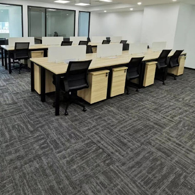 Modern Carpet Tiles Self Adhesive Multi Level Loop Fire Resistant Carpet Tile Black Gray-White 40-Piece Set Asphalt Clearhalo 'Carpet Tiles & Carpet Squares' 'carpet_tiles_carpet_squares' 'Flooring 'Home Improvement' 'home_improvement' 'home_improvement_carpet_tiles_carpet_squares' Walls and Ceiling' 7033822