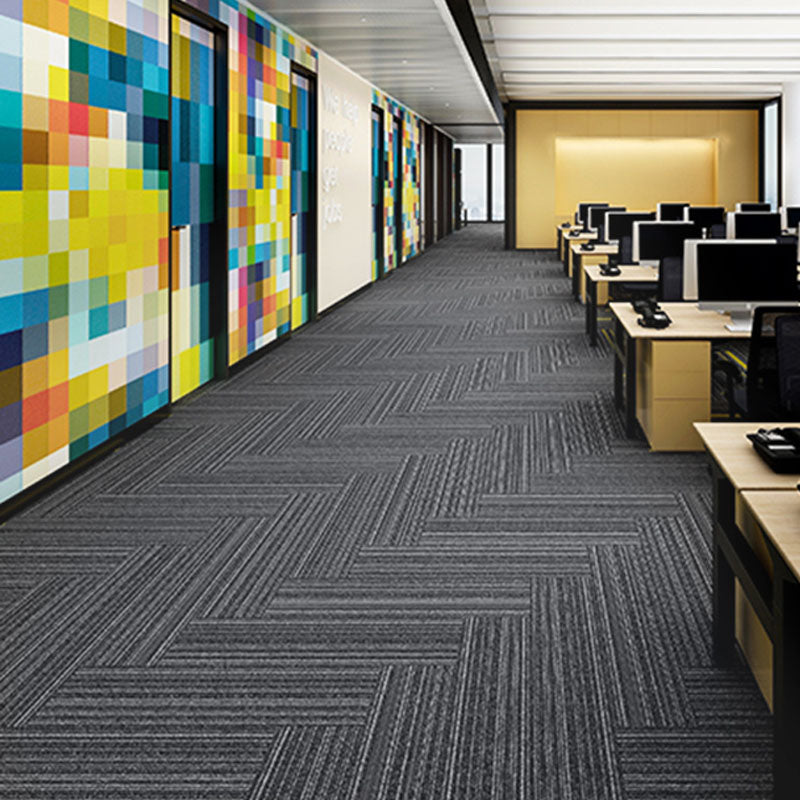 Modern Carpet Tiles Self Adhesive Multi Level Loop Fire Resistant Carpet Tile Black-Dark Gray 40-Piece Set Clearhalo 'Carpet Tiles & Carpet Squares' 'carpet_tiles_carpet_squares' 'Flooring 'Home Improvement' 'home_improvement' 'home_improvement_carpet_tiles_carpet_squares' Walls and Ceiling' 7033825