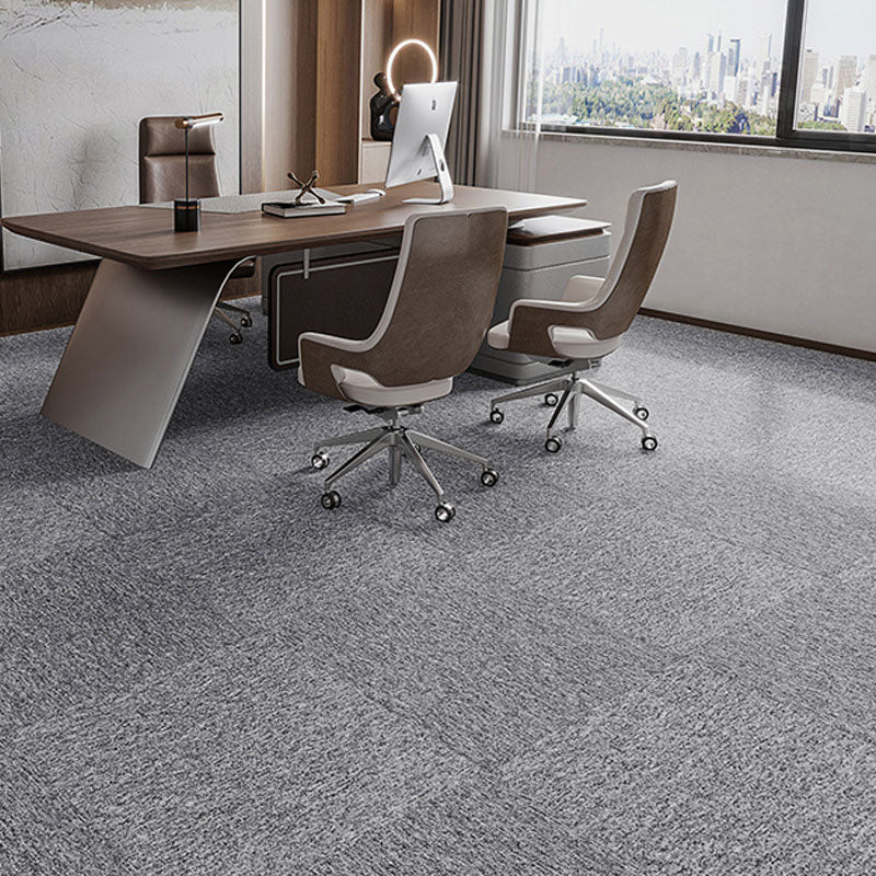 Modern Carpet Tiles Self Adhesive Multi Level Loop Fire Resistant Carpet Tile Dark Heather Gray-White 40-Piece Set Asphalt Clearhalo 'Carpet Tiles & Carpet Squares' 'carpet_tiles_carpet_squares' 'Flooring 'Home Improvement' 'home_improvement' 'home_improvement_carpet_tiles_carpet_squares' Walls and Ceiling' 7033826